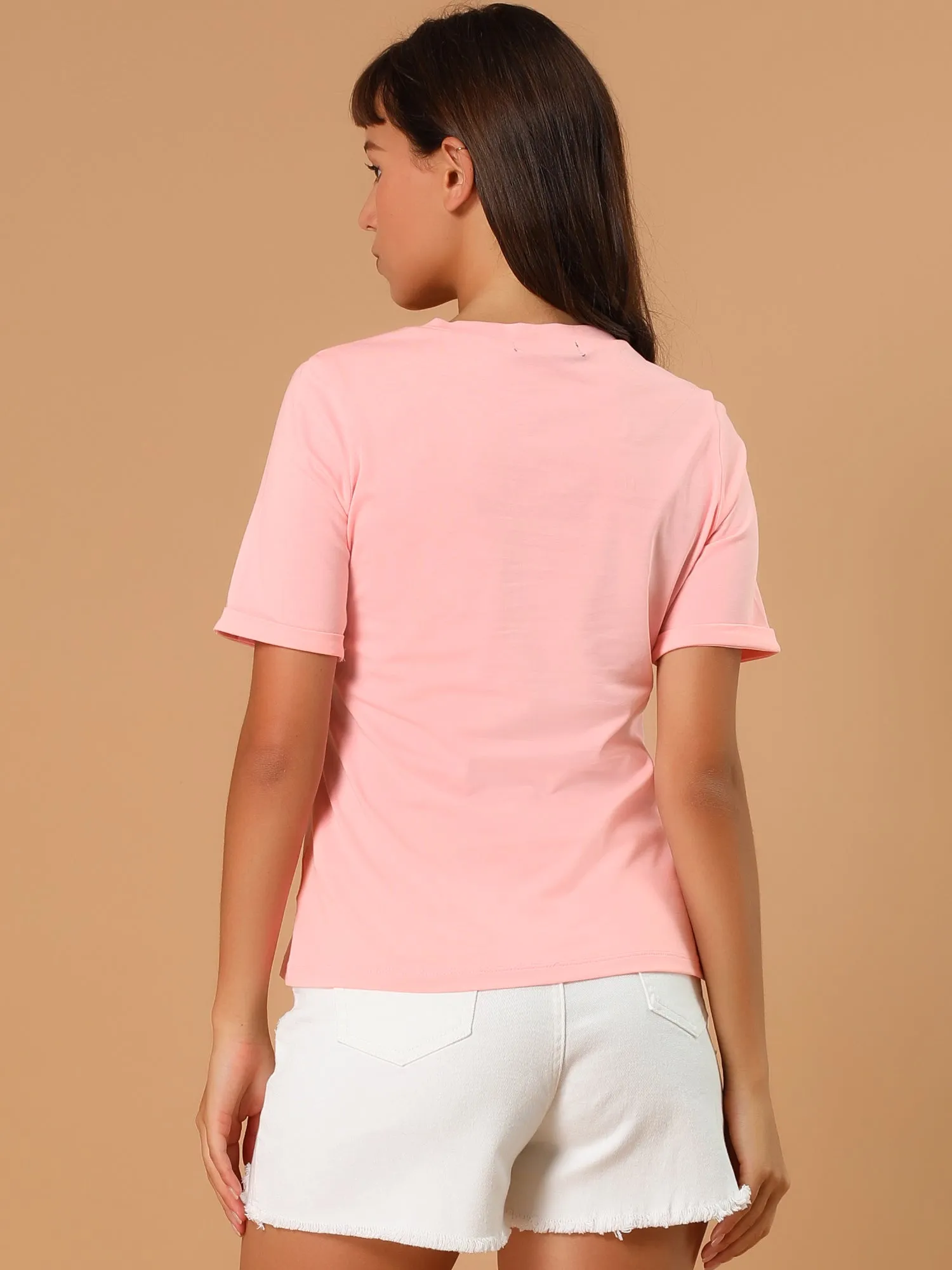 V Neck Cartoon Cat Print Cotton Short Sleeve T Shirts sold by Allegra K product image thumbnail 4