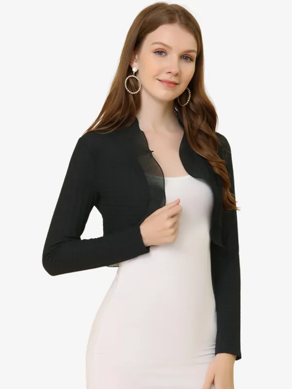 ElegantLong Sleeve Textured Open Front Ruffle Bolero Crop Shrugs sold by Allegra K