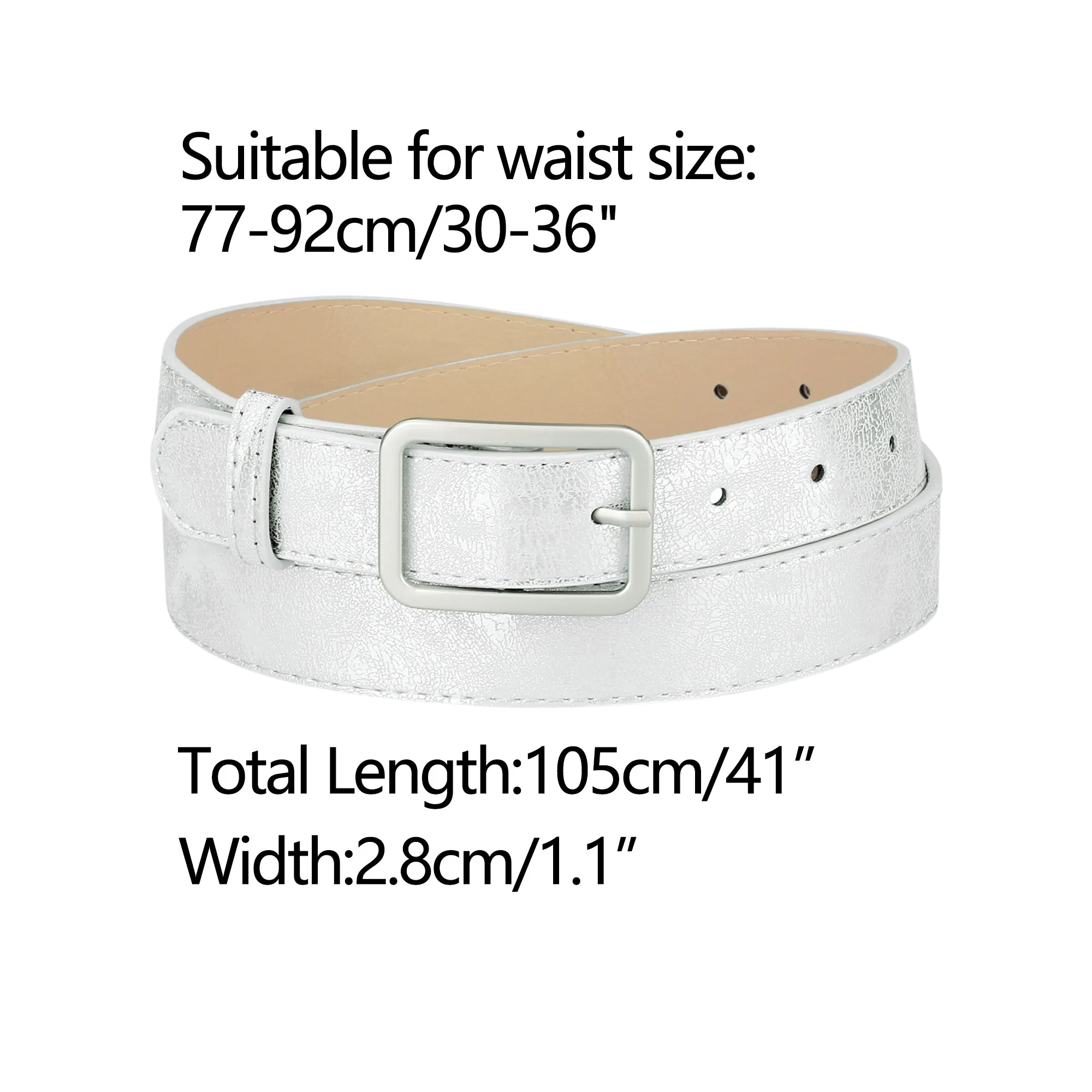 Ladies Skinny Belts PU Casual Shiny Waist Belt for Dress Jeans Single Pin Buckle sold by Allegra K product image thumbnail 3