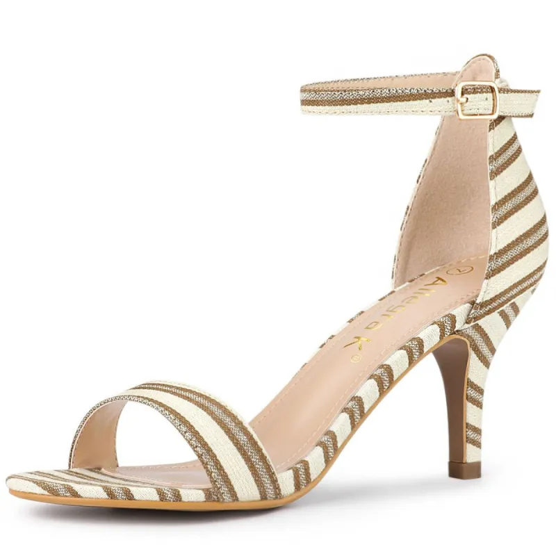 Women's Stripe Ankle Strap Stiletto Heel Sandals sold by Allegra K
