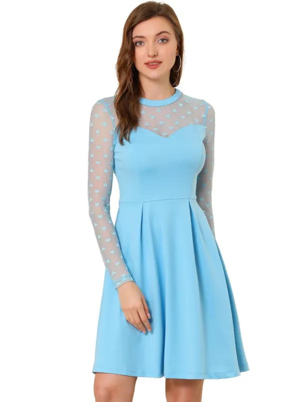 Allegra K Mesh Heart Polka Dots Party Dress sold by Allegra K