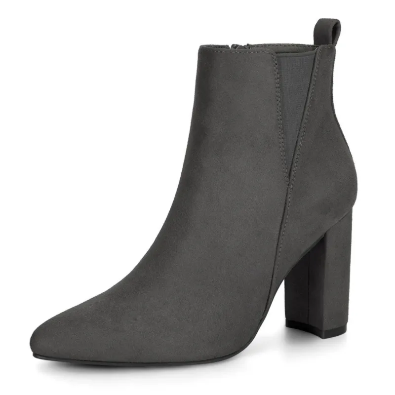 Women's Pointed Toe Zipper Block Heels Ankle Boots sold by Allegra K