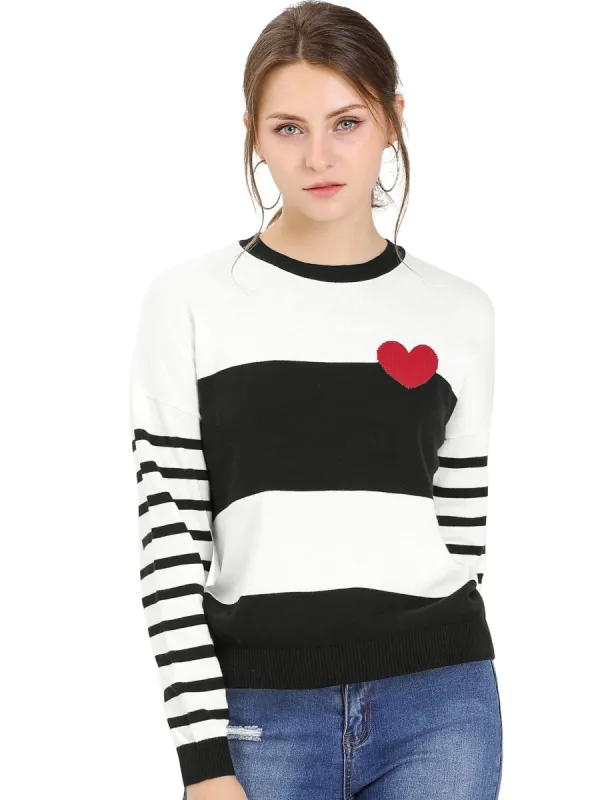 Women's Striped Color Block Pullover Crewneck Casual Knitted Tops Sweater sold by Allegra K
