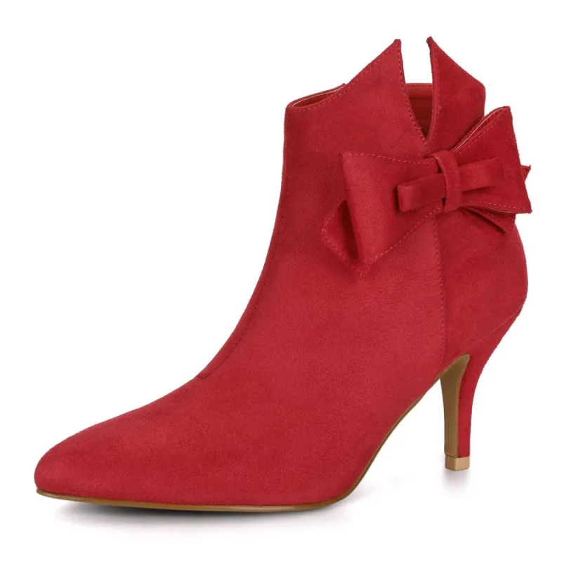 Women's Point Toe Bow Stiletto Heel Ankle Boots sold by Allegra K