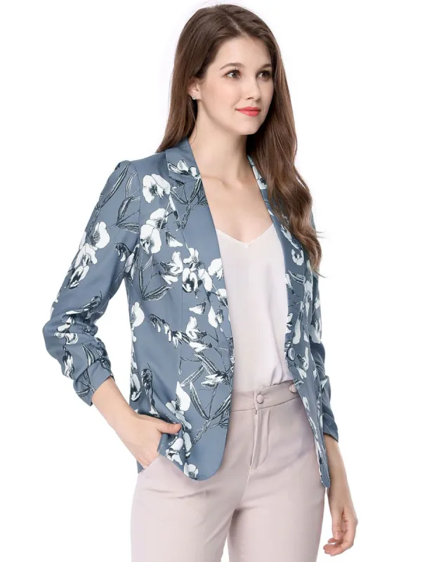 Allegra K Notched Lapel Button Front Suit Blazer in Floral Print sold by Allegra K