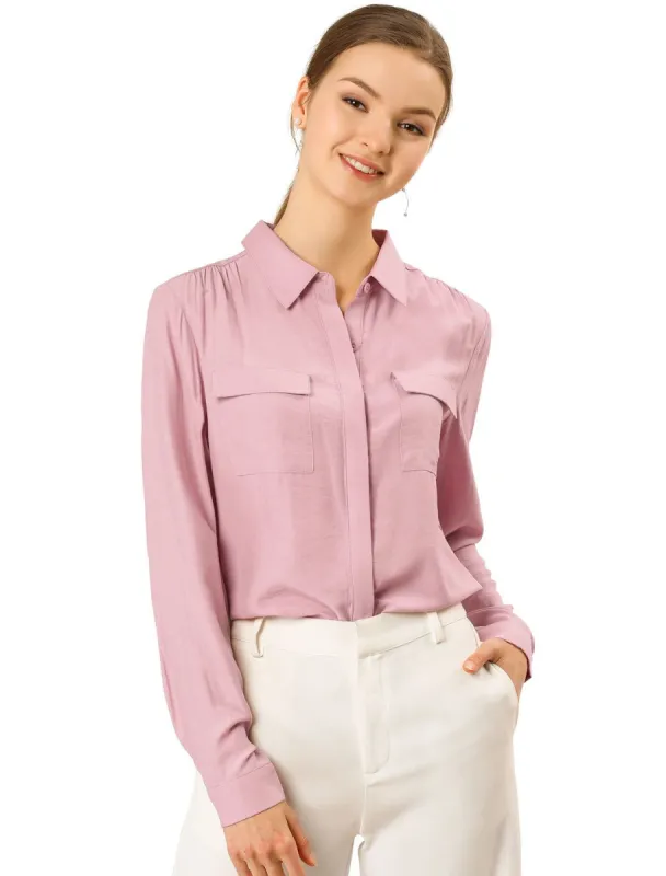 Women's Office Casual Long Sleeve Button Up Collared Shirt sold by Allegra K