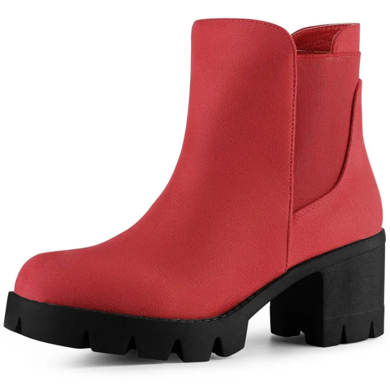 Women's Lug Sole Chunky Heels Chelsea Combat Boots sold by Allegra K