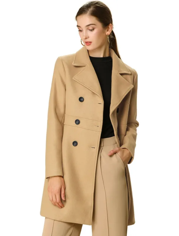 Allegra K Double Breasted Notched Lapel Mid-Length Coat sold by Allegra K
