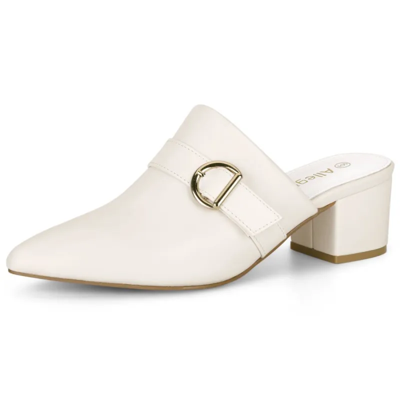 Women's Pointed Toe Chunky Heel Mules Shoes sold by Allegra K