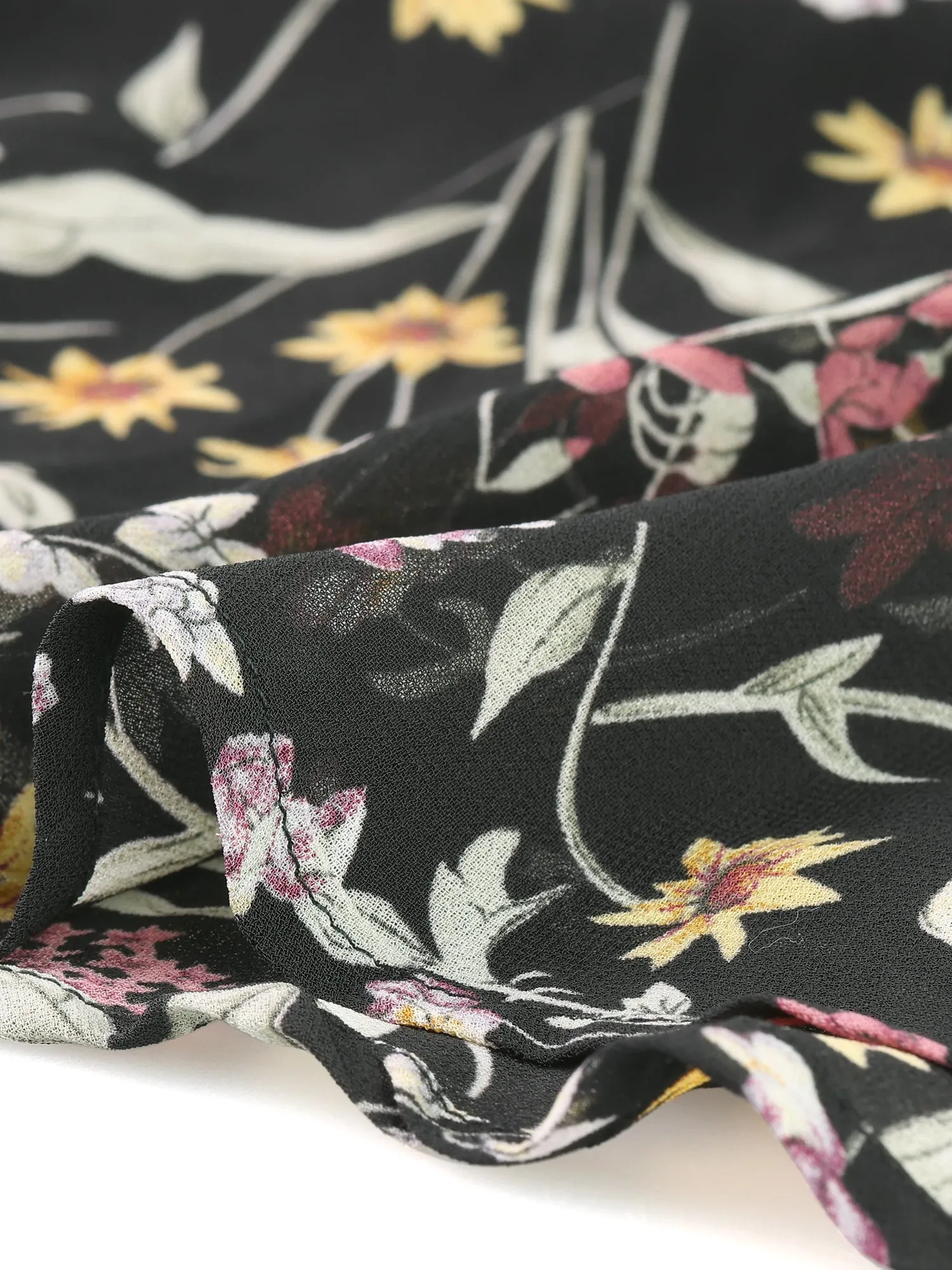 Cold Shoulder Summer Smocked Waist Chiffon Floral Mini Dress sold by Allegra K product image thumbnail 4