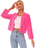 Winter Warm Cropped Jacket Collarless Faux Fur Fluffy Coat sold by Allegra K