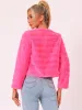 Winter Warm Cropped Jacket Collarless Faux Fur Fluffy Coat sold by Allegra K