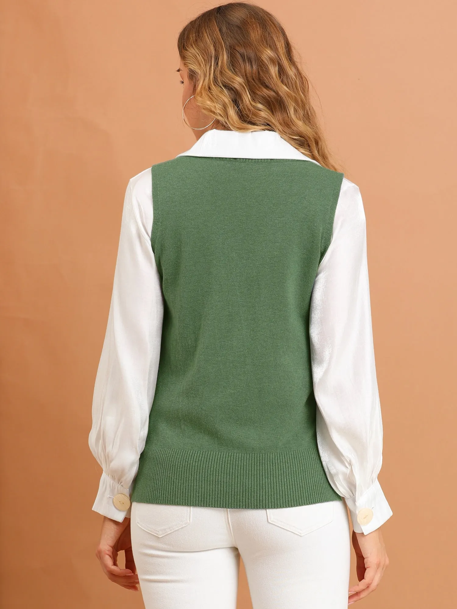 V Neck Vest Sleeveless Pullover Knit Sweater Top sold by Allegra K product image thumbnail 5