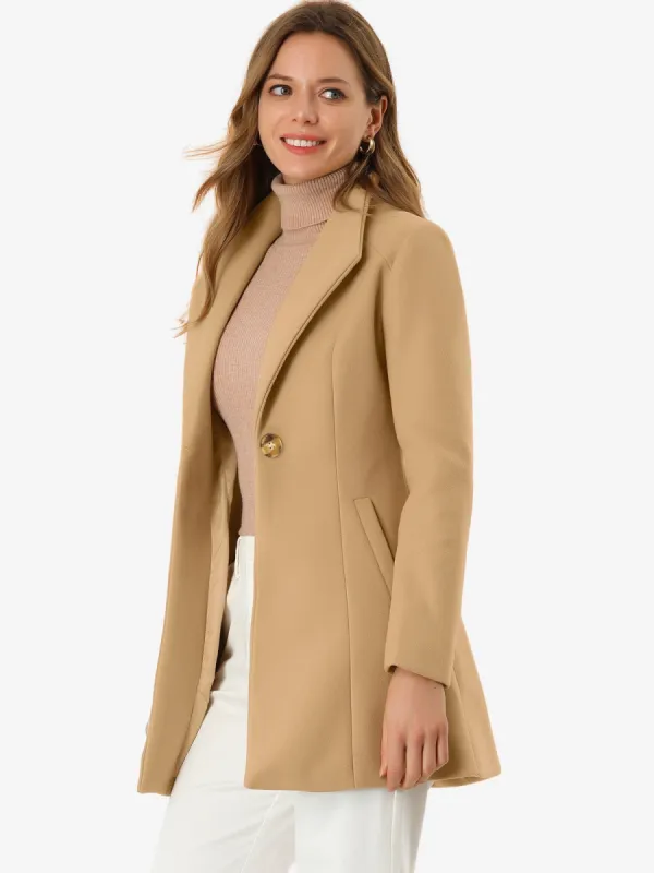 Lapel Collar Buttoned Outerwear Elegant Work Winter Coat sold by Allegra K
