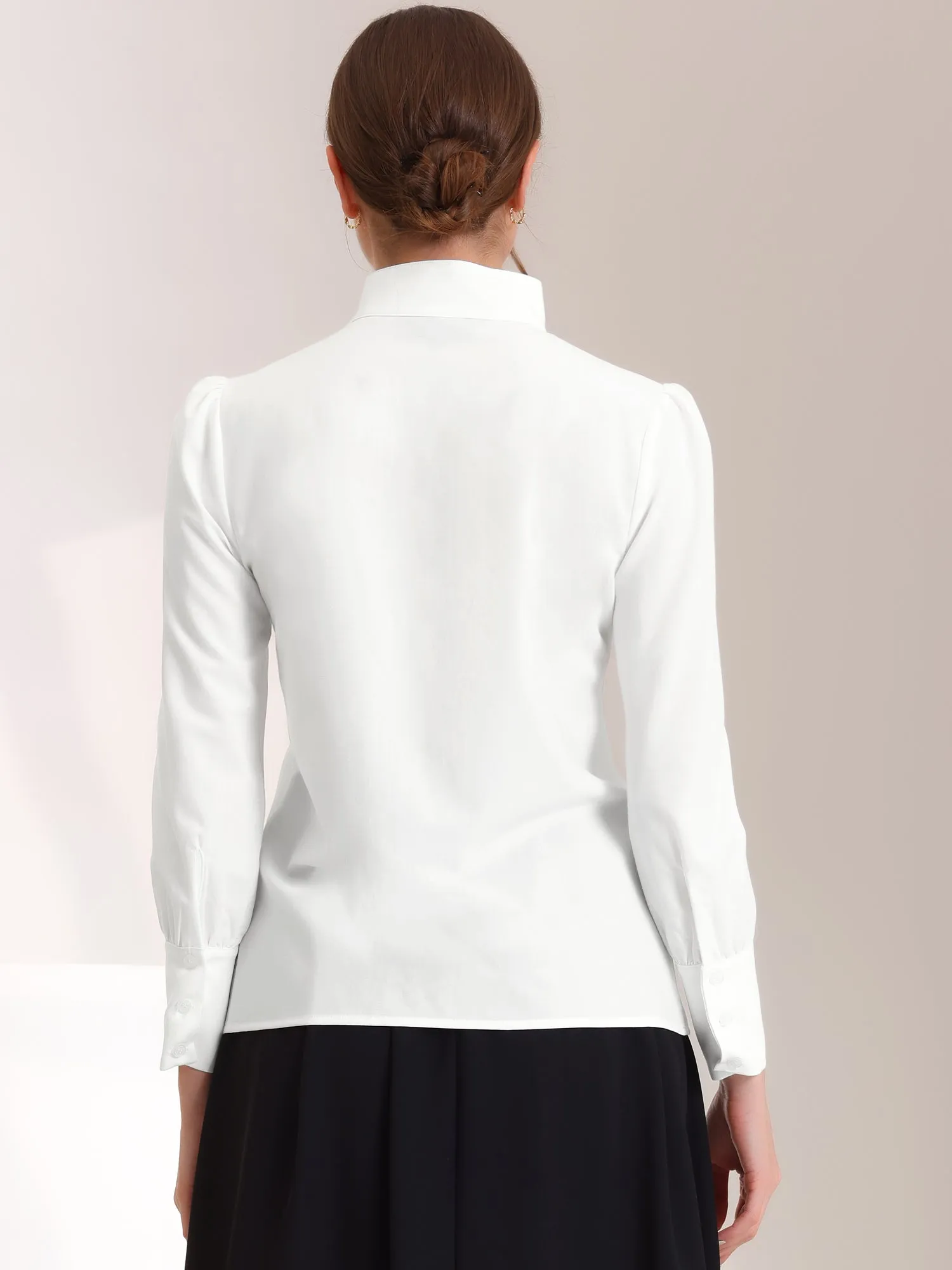 Elegant Work Mock Neck Long Sleeve Button Front Business Shirt sold by Allegra K product image thumbnail 3
