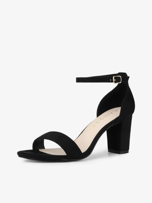 Open Toe Ankle Strap Chunky High Heel Sandals sold by Allegra K