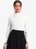 Elegant Work Mock Neck Long Sleeve Button Front Business Shirt sold by Allegra K