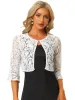 Crop Cardigan Bell Sleeve Sheer Floral Lace Bolero Shrug Top sold by Allegra K