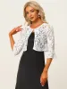 Crop Cardigan Bell Sleeve Sheer Floral Lace Bolero Shrug Top sold by Allegra K