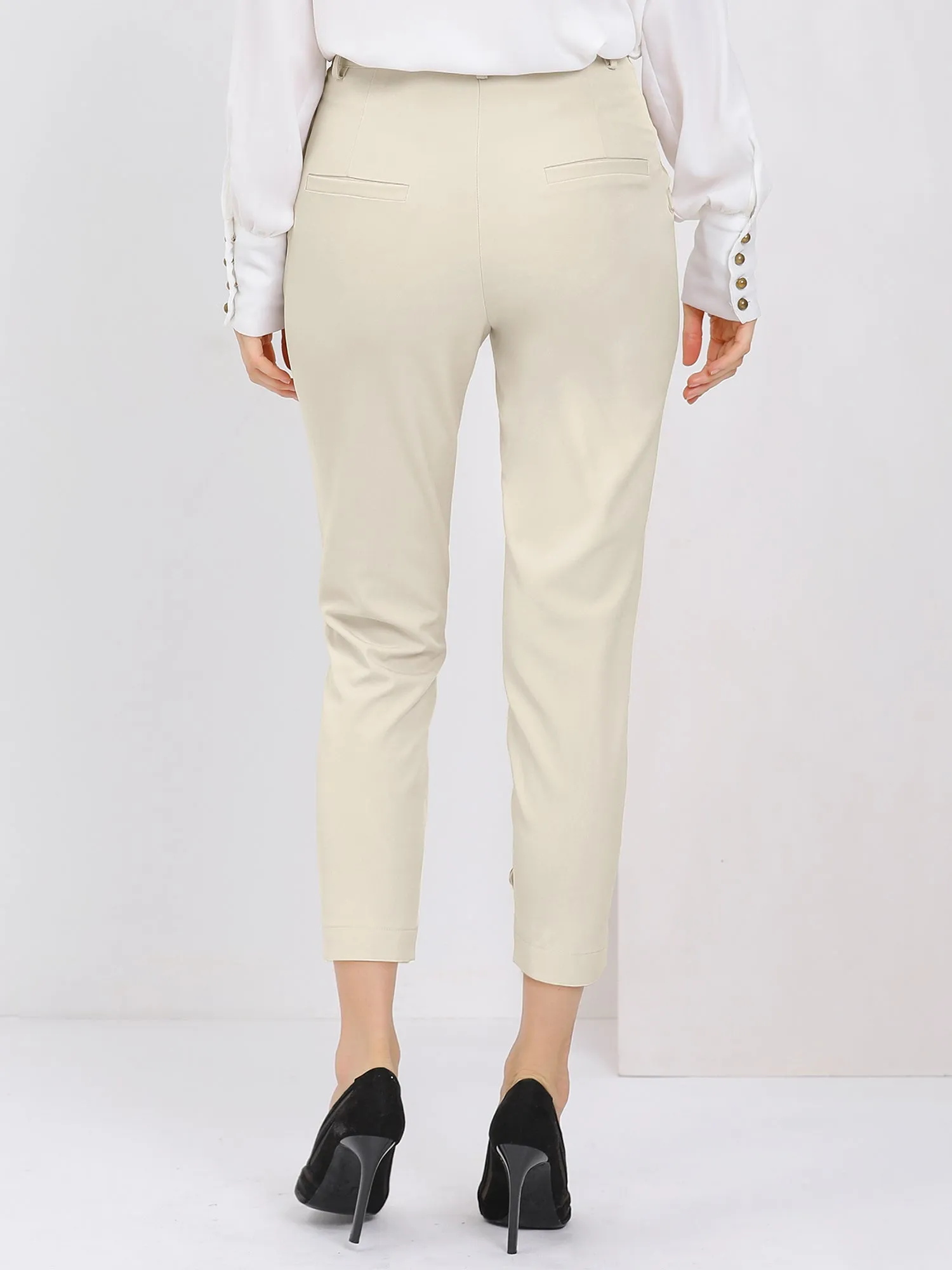 Ankle High Waisted Pants Work Straight Leg Trousers sold by Allegra K product image thumbnail 4