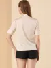 Work Tie Neck Short Sleeve Satin Elegant Button Down Shirt sold by Allegra K