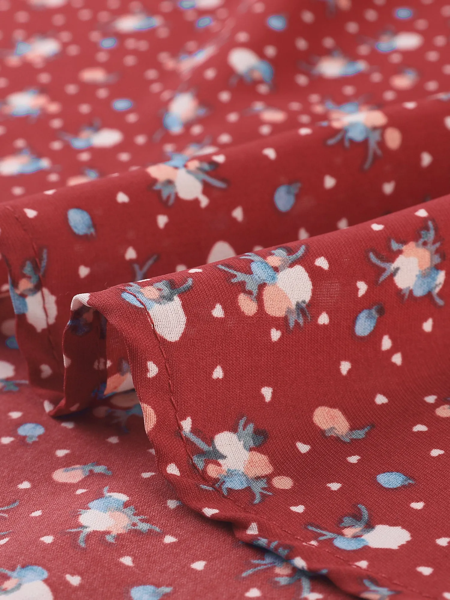 Smocked Floral Sleeveless High Low Hem Midi Flare Dress Sundress sold by Allegra K product image thumbnail 4