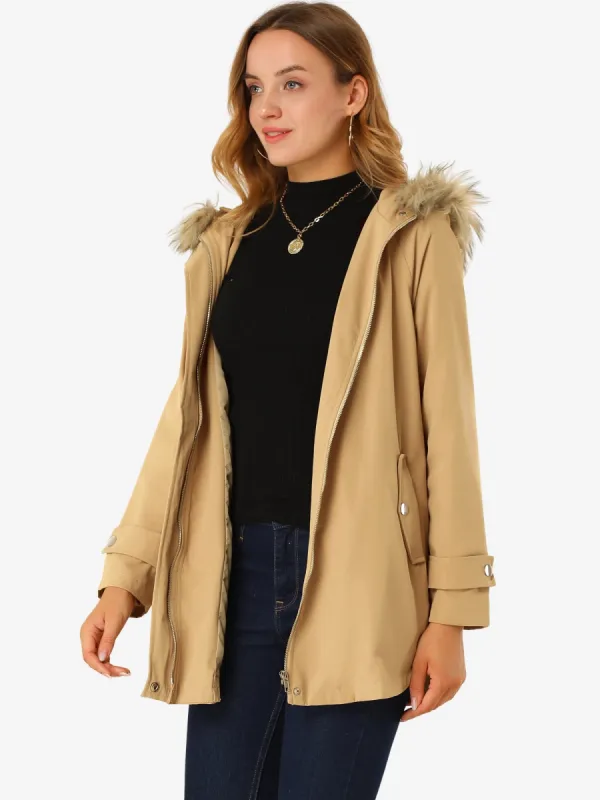 Parka Jacket Hooded Autumn Outdoor Thin Coat with Pocket sold by Allegra K