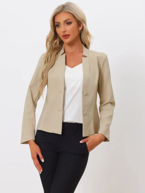 Elegant Blazer Long Sleeve Button Front Stretch Office Suit Jacket sold by Allegra K
