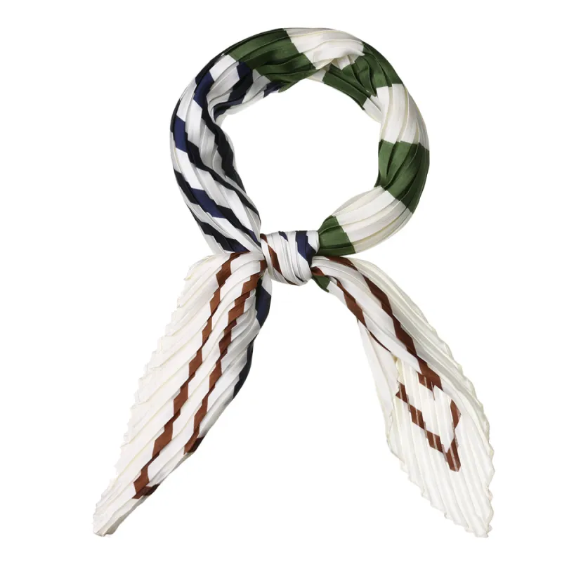 Crinkle Pleated Stripe Rhombus Neck Scarf Crumple Neckerchief sold by Allegra K