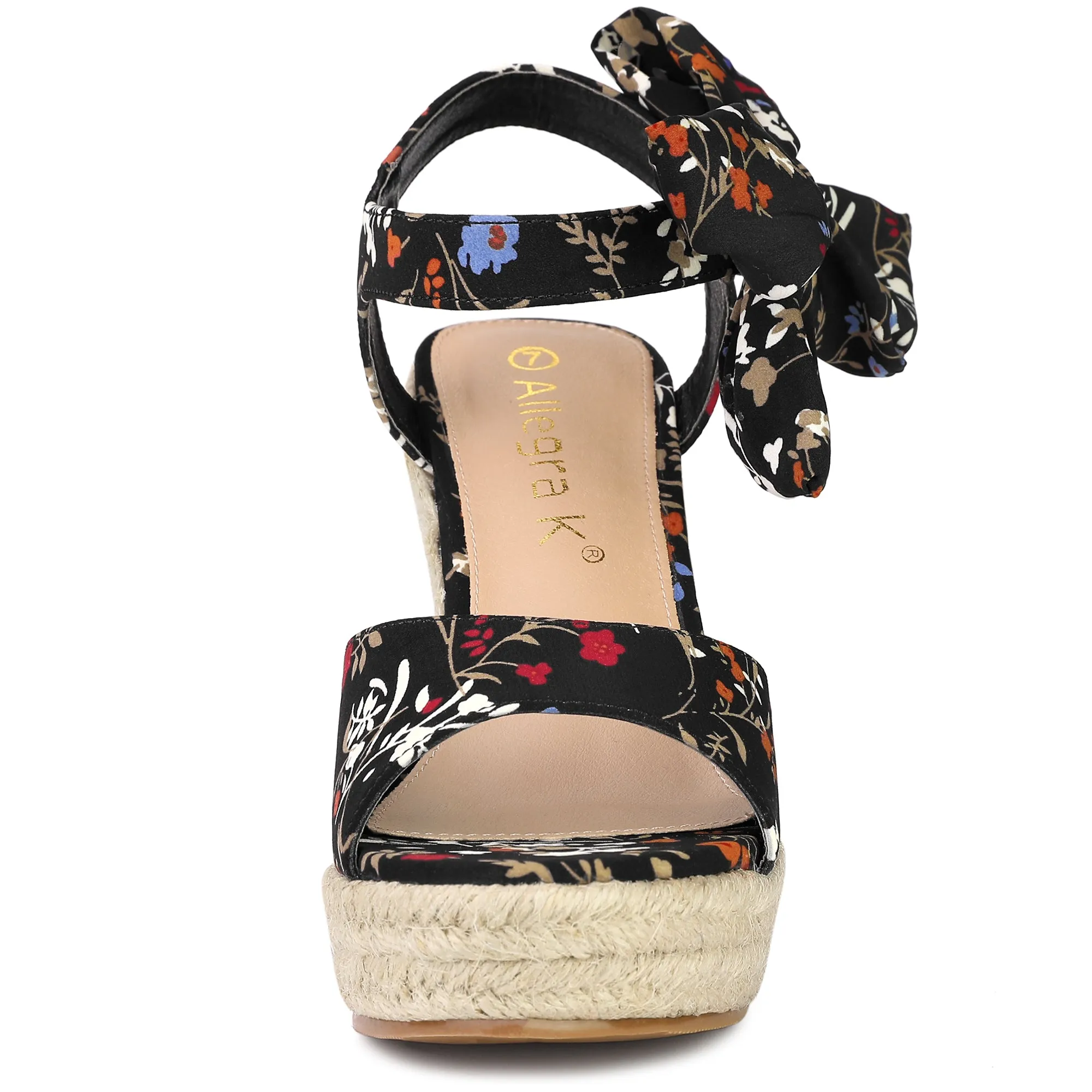 Platform Floral Printed Slingback Espadrille Wedge Sandals sold by Allegra K product image thumbnail 3