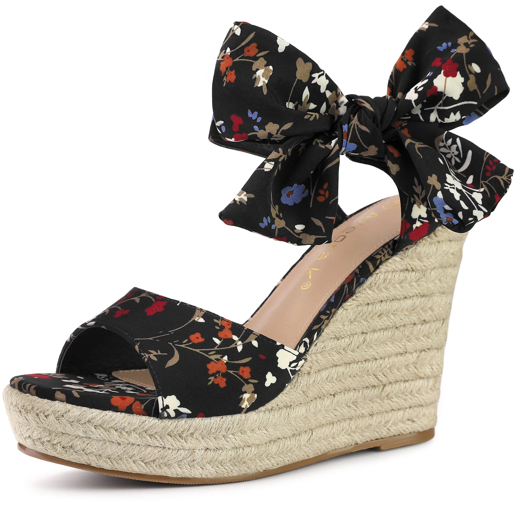 Platform Floral Printed Slingback Espadrille Wedge Sandals sold by Allegra K product image thumbnail 2