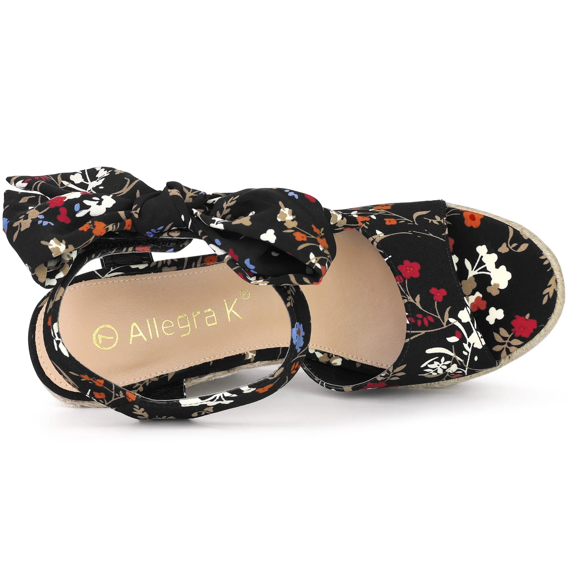 Platform Floral Printed Slingback Espadrille Wedge Sandals sold by Allegra K product image thumbnail 5