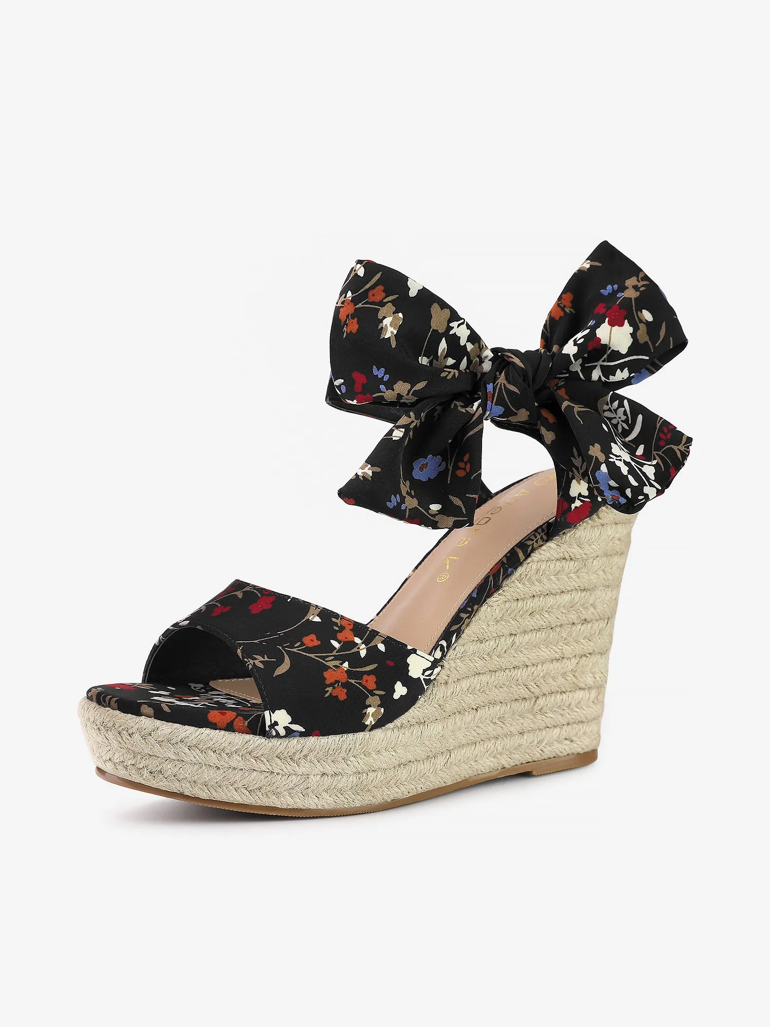 Platform Floral Printed Slingback Espadrille Wedge Sandals sold by Allegra K