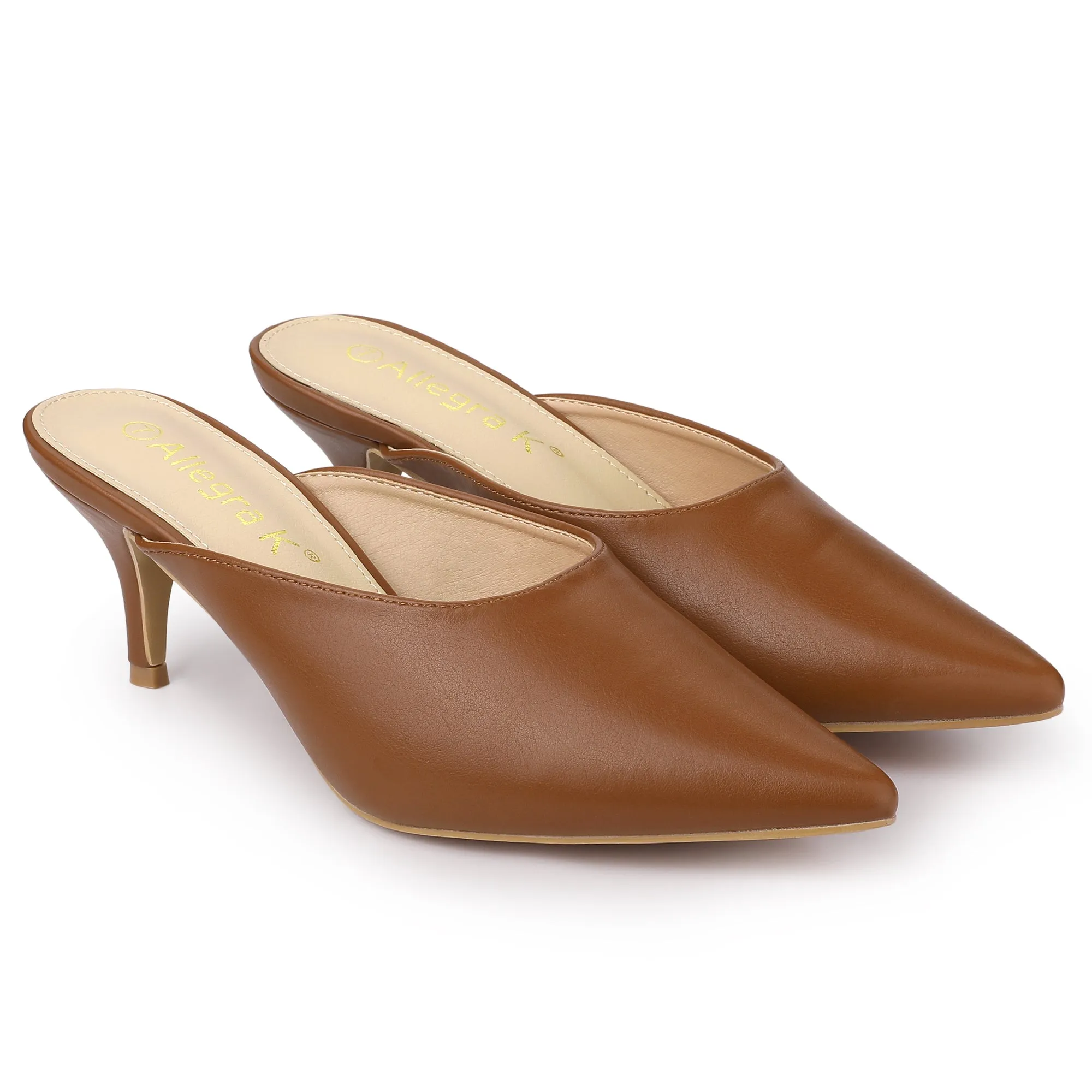 PU Pointed Toe Stiletto Heel Slide Mules sold by Allegra K product image thumbnail 2