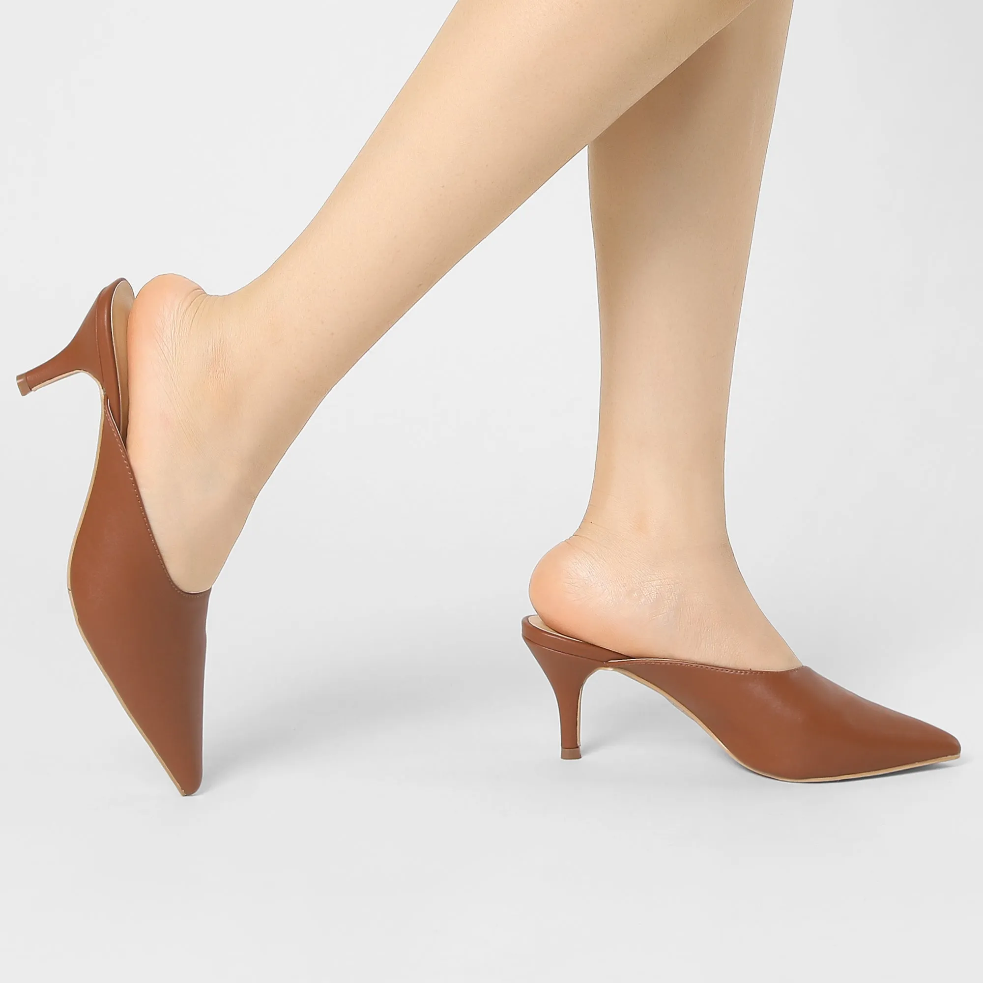 PU Pointed Toe Stiletto Heel Slide Mules sold by Allegra K product image thumbnail 3