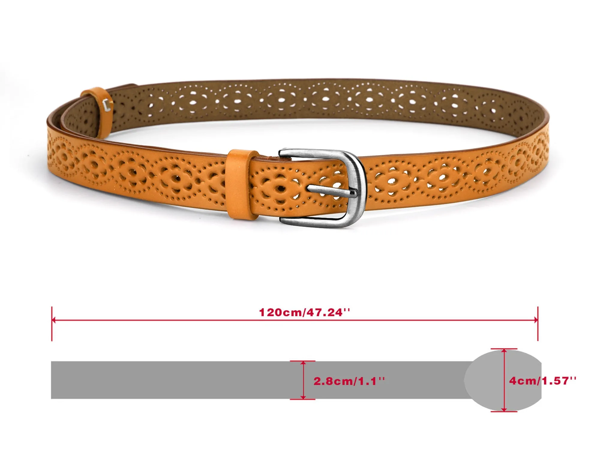 Womens Vintage Hollow Belts Pin Buckle Faux Leather Belts for Jeans Pants sold by Allegra K product image thumbnail 3