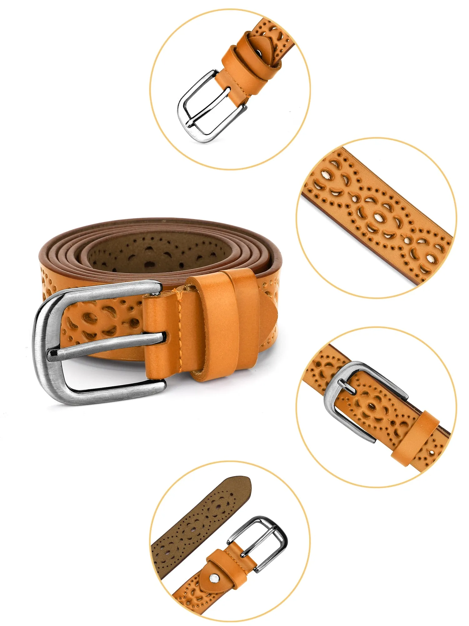 Womens Vintage Hollow Belts Pin Buckle Faux Leather Belts for Jeans Pants sold by Allegra K product image thumbnail 2