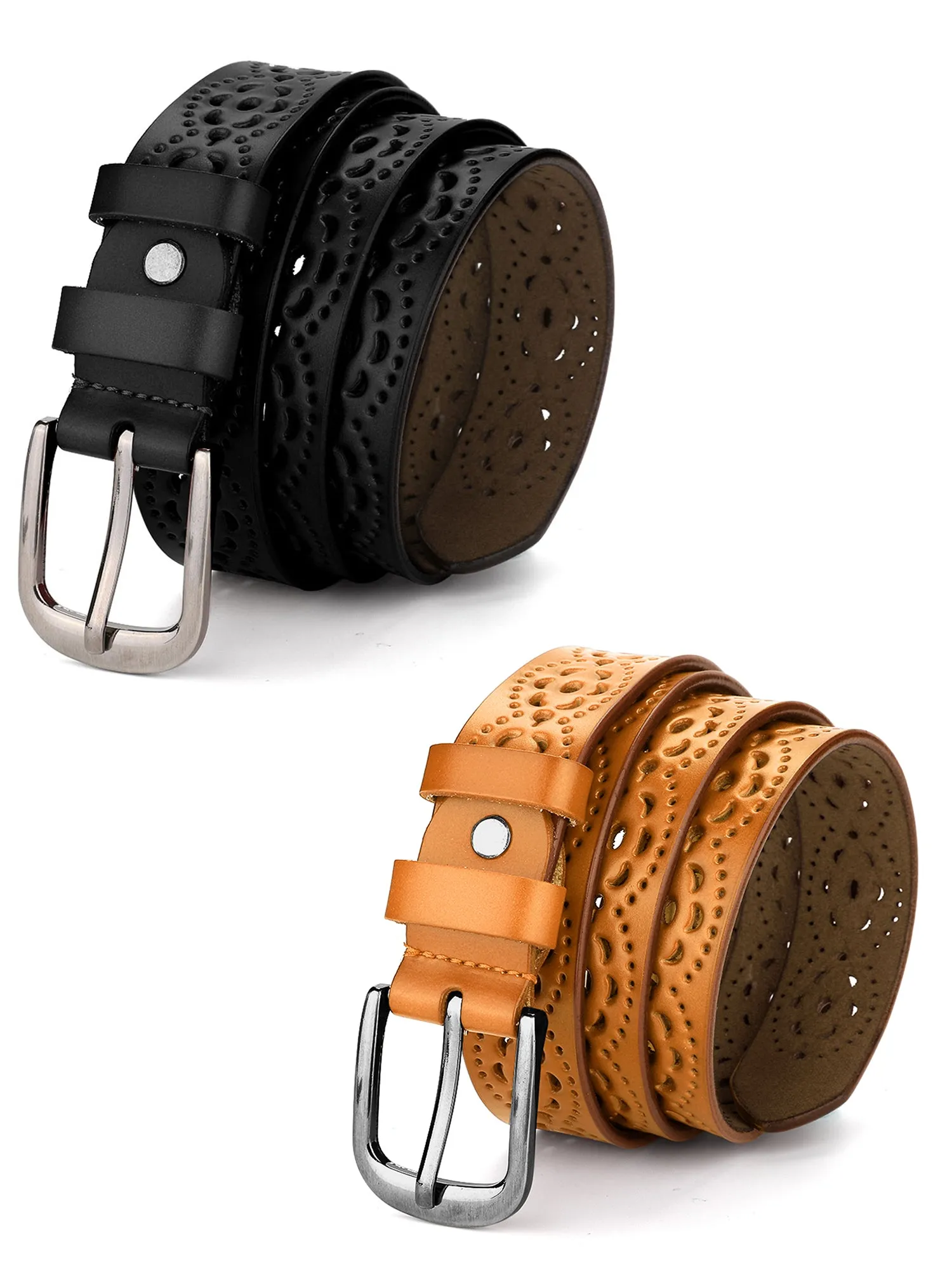 Womens Vintage Hollow Belts Pin Buckle Faux Leather Belts for Jeans Pants sold by Allegra K