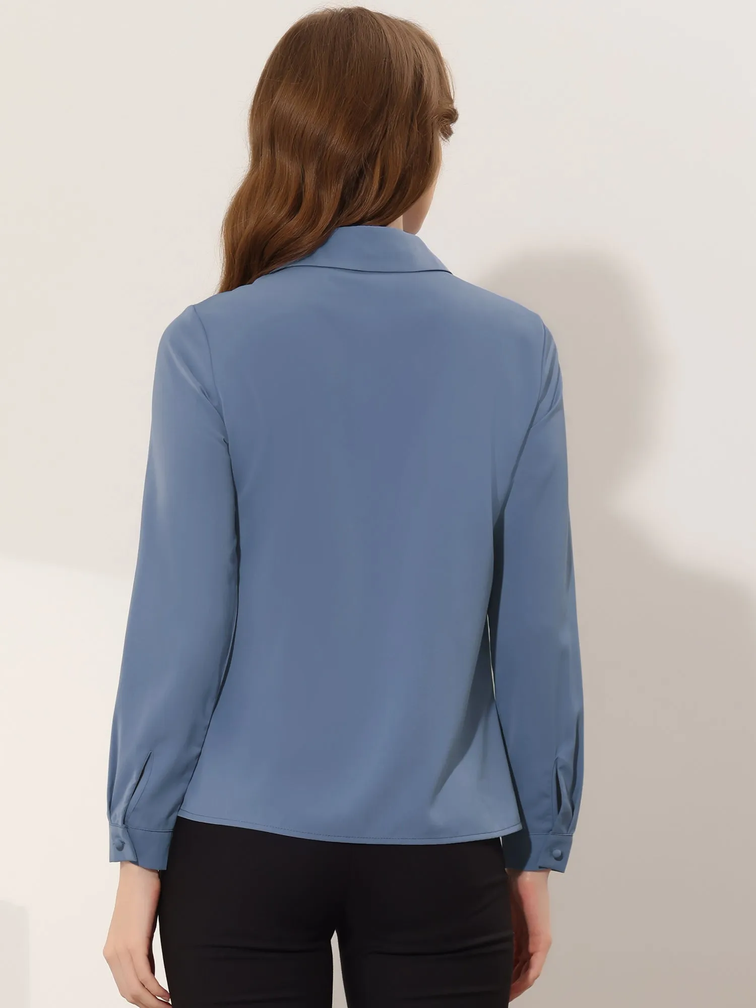 Office Blouse Point Collar Popover Chiffon Long Sleeve Shirt sold by Allegra K product image thumbnail 3