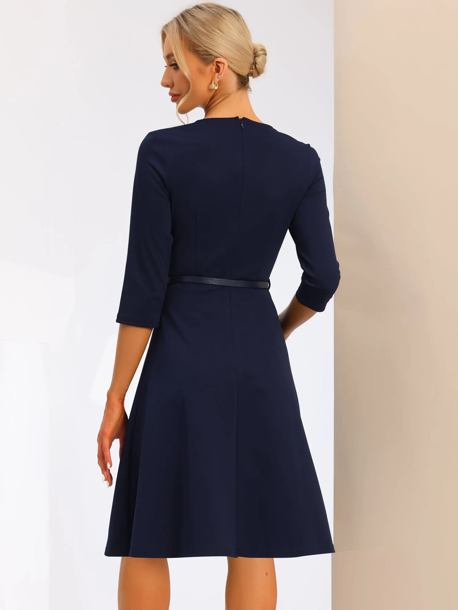 Cocktail Evening Gowns Half Sleeve V Neck Knee Length Dress sold by Allegra K product image thumbnail 3