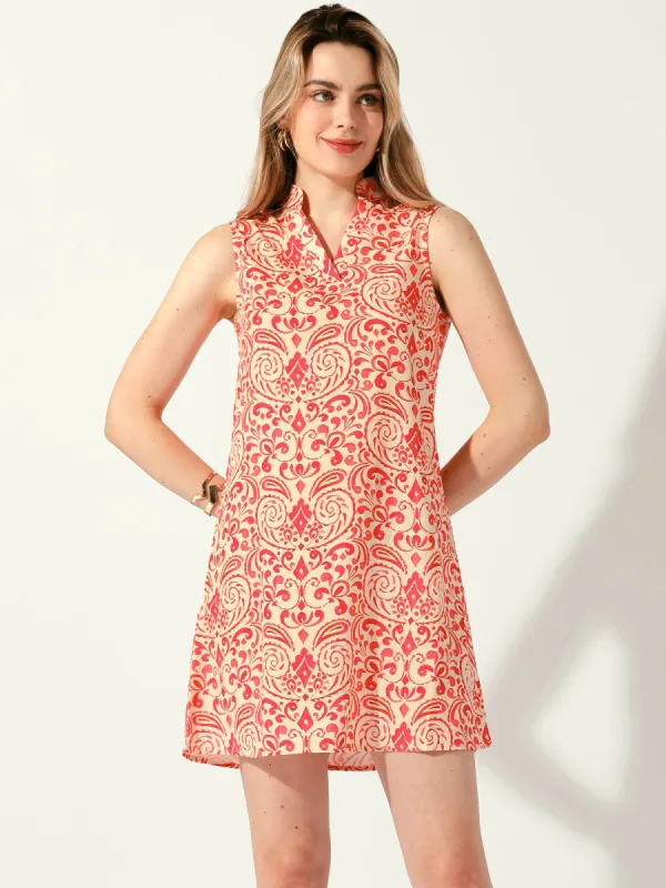 Summer Ethnic Floral Sleeveless Casual A Line Mini Dress sold by Allegra K