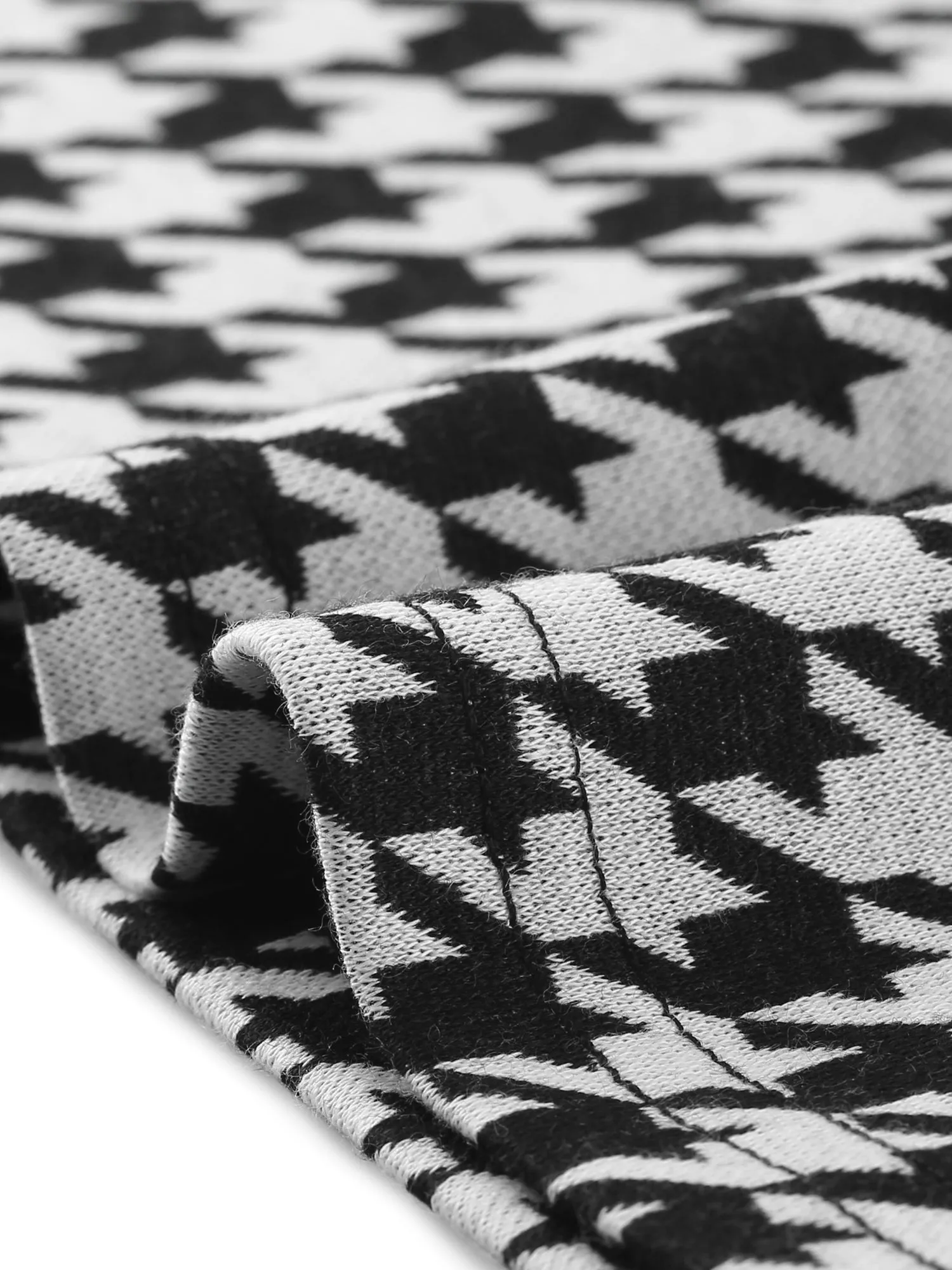 Houndstooth Plaid Contrast Color Crew Neck Button A-Line Dress sold by Allegra K product image thumbnail 4