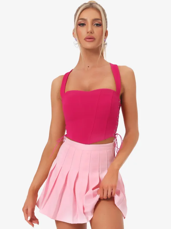 Sleeveless Bustier Corset Tops Lace-up Sexy Clubwear Party Crop Top sold by Allegra K