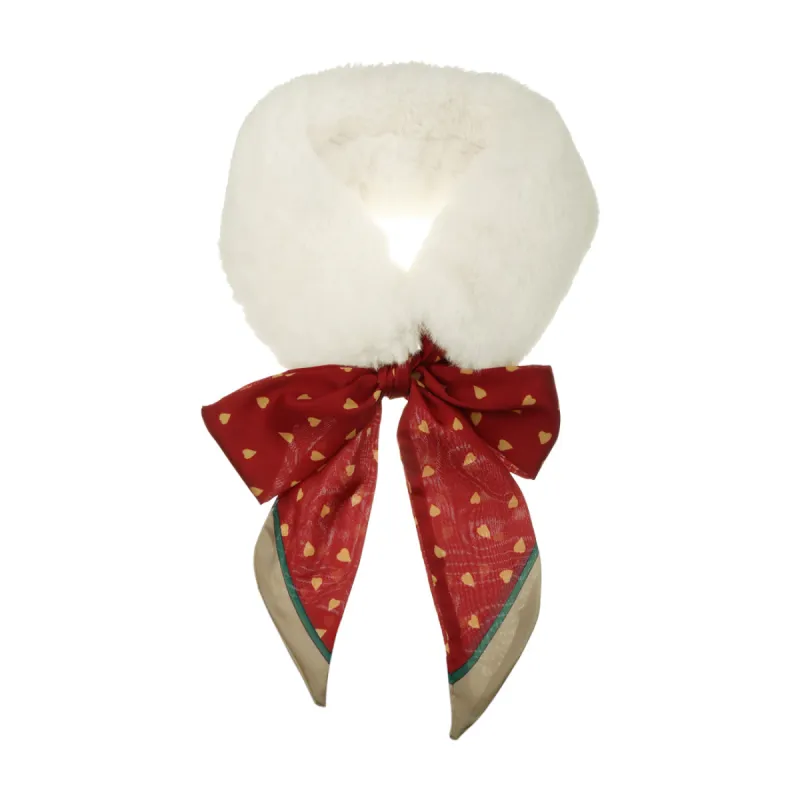 Love Heart Flower Ribbon Thicken Faux Fur Winter Warmer Collar Scarf sold by Allegra K
