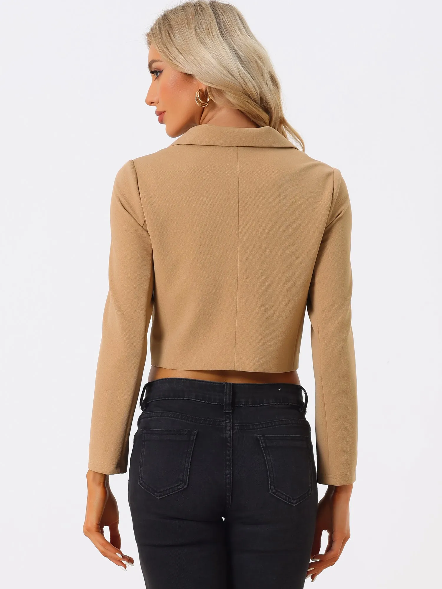 Notched Lapel Collar Casual Office Blazers Cropped Jacket sold by Allegra K product image thumbnail 2