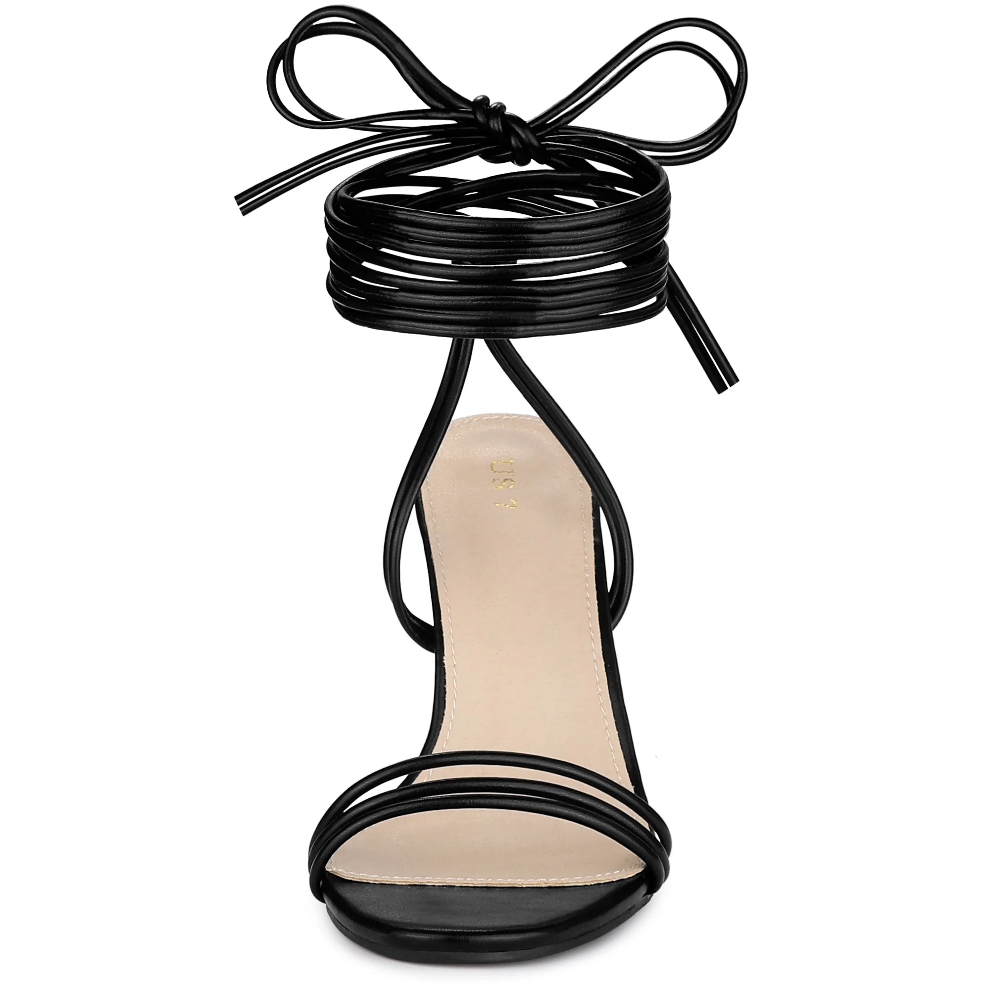 Women's Strappy Lace Up Slingback Square Toe Stiletto Heel Sandals sold by Allegra K product image thumbnail 3