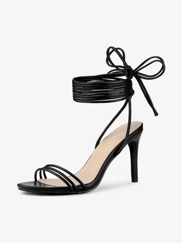 Women's Strappy Lace Up Slingback Square Toe Stiletto Heel Sandals sold by Allegra K