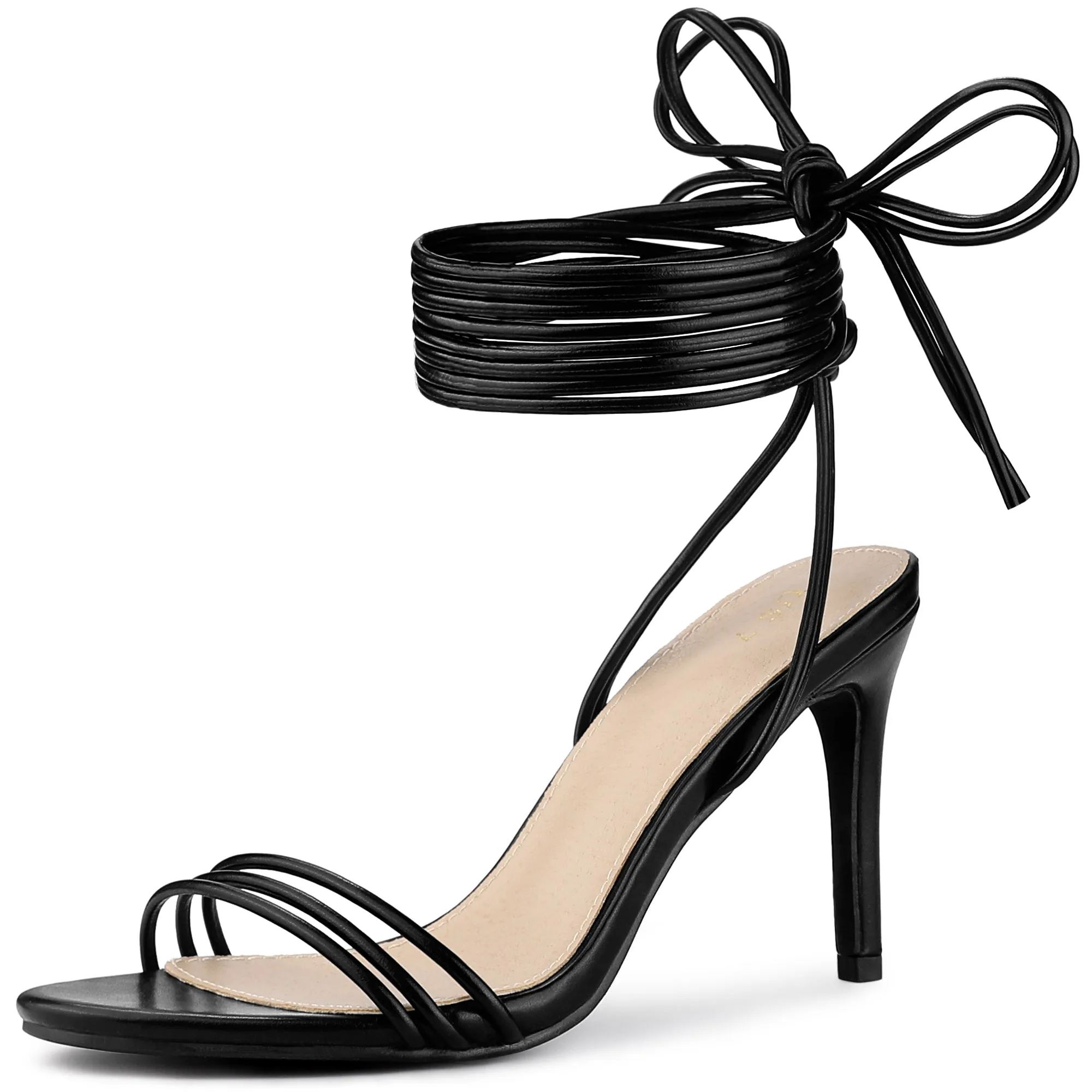 Women's Strappy Lace Up Slingback Square Toe Stiletto Heel Sandals sold by Allegra K product image thumbnail 2