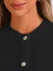 Button Down Pockets Crew Neck Knit Cardigan sold by Allegra K
