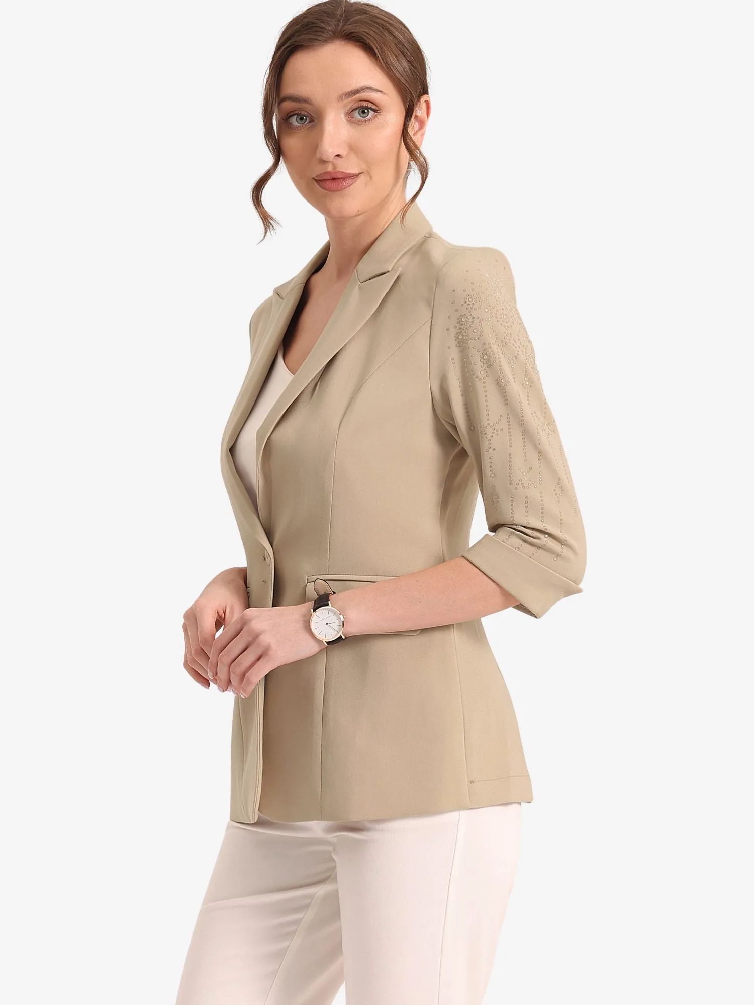 Notched Lapel 3/4 Sleeve Formal Suit Blazer Jacket sold by Allegra K